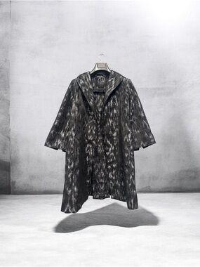 Eileen Fisher Black and Silver Open-Front Jacket